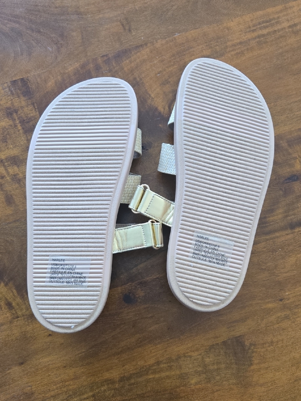 NWOB Just Fab Harlee Raffia And Gold Strap Sandals Size 8 - Picture 4 of 5